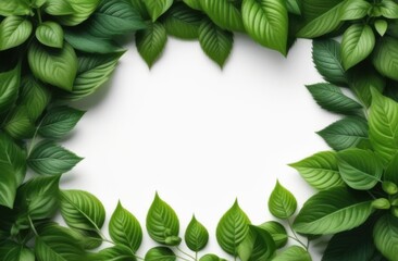 Naklejka premium Frame of leaves sprouts white background