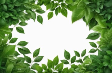 Obraz premium Frame of leaves sprouts white background