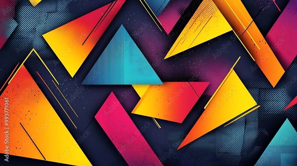 Poster geometric vector background with triangular shapes, bold contrasts