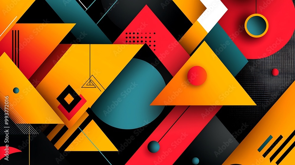 Aufkleber geometric vector background with triangular shapes, bold contrasts