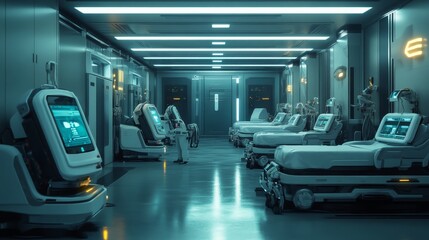 Futuristic Hospital Corridor.