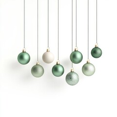 Festive Christmas Tree Decorations in 3D Render with Banner Space on White Background