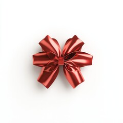 Festive 3D Render of a Colorful Bow for Holiday Advertisements and Web Banners with Copy Space on White Background