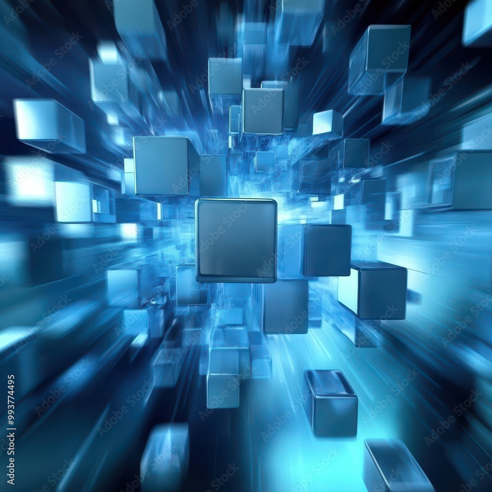 Poster abstract 3d floating cubes and graphs visualization