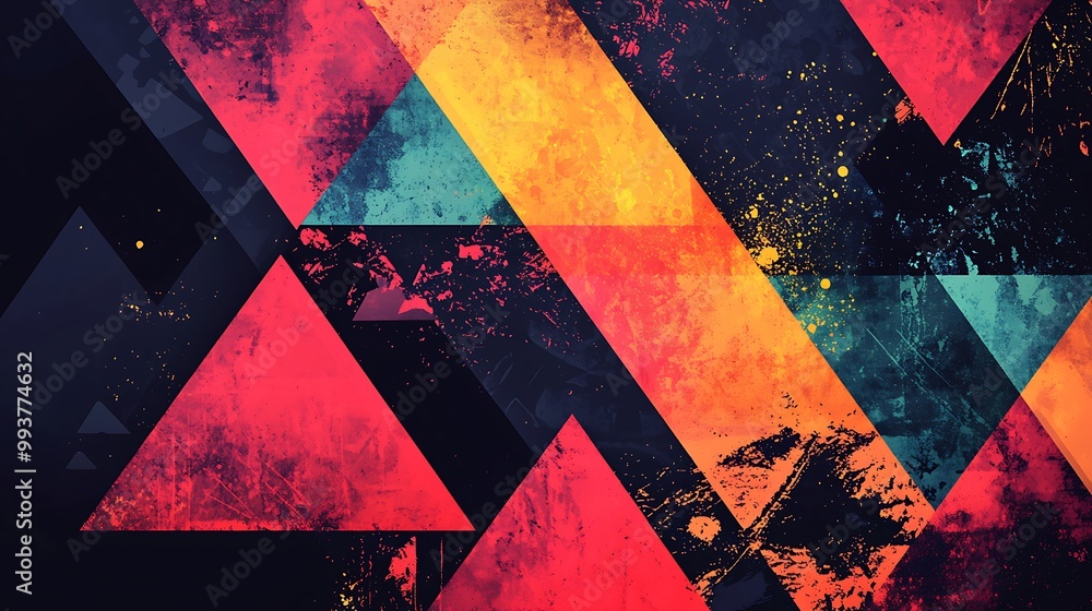 Poster geometric vector background with triangular shapes, bold contrasts