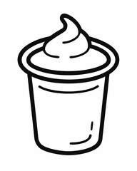 Hand drawn yogurt or sour cream container doodle line icon. Simple cartoon drawing, vector clip art illustration.