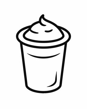 recommend clip art: Hand drawn yogurt or sour cream container doodle line icon. Simple cartoon drawing, vector clip art illustration.
