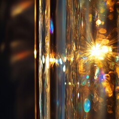 Light refracting under retro glass. The refracted light creates a mesmerizing effect. The retro glass has a charm and elegance. It's a scene that combines beauty and mystery.