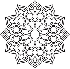 A mandala design silhouette vector style with a white background