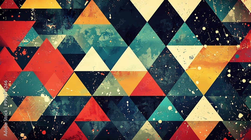 Poster geometric vector background with triangular shapes, bold contrasts