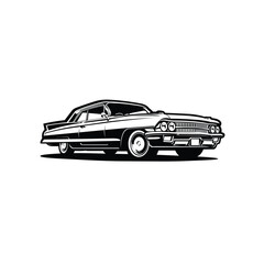 Naklejka premium Classic Muscle Car Side View Monochrome Silhouette Vector Illustration. Best for Automotive Related Industry