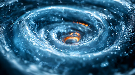Abstract 3D Water Vortex with Glowing Center