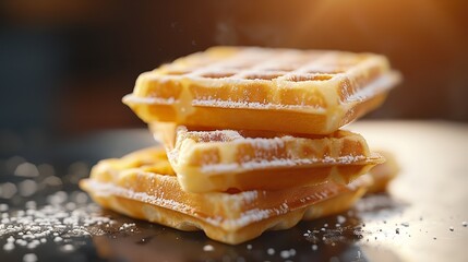Isolated collection of tasty belgian waffles