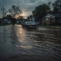Floodwaters rise dramatically in city streets, causing extensive property damage