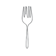 Fork. Icon. Vector drawing. One line art. A simple drawing of a continuous line of a kitchen electric appliance.