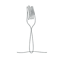 Fork. Icon. Vector drawing. One line art. A simple drawing of a continuous line of a kitchen electric appliance.