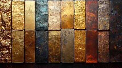 metal palette swatches featuring various gold tones artistically arranged for design inspiration capturing the elegance and richness of gold in a visually appealing display