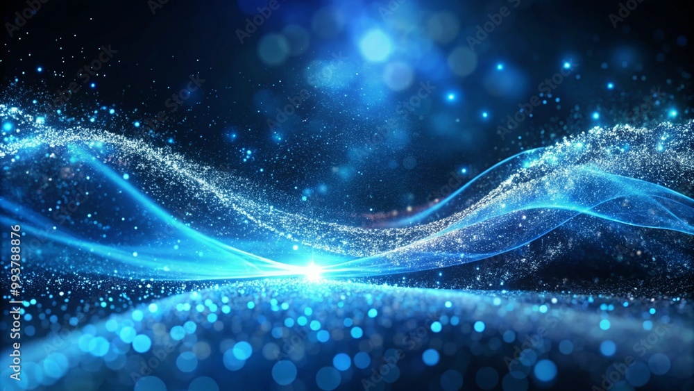 Poster abstract blue tech background with digital waves background. network systems with artificial neural 