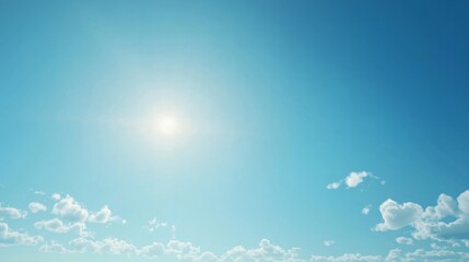 Bright Clear Blue Sky with Shining Sun