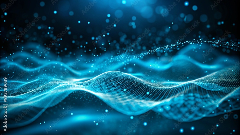 Poster abstract blue tech background with digital waves background. network systems with artificial neural 