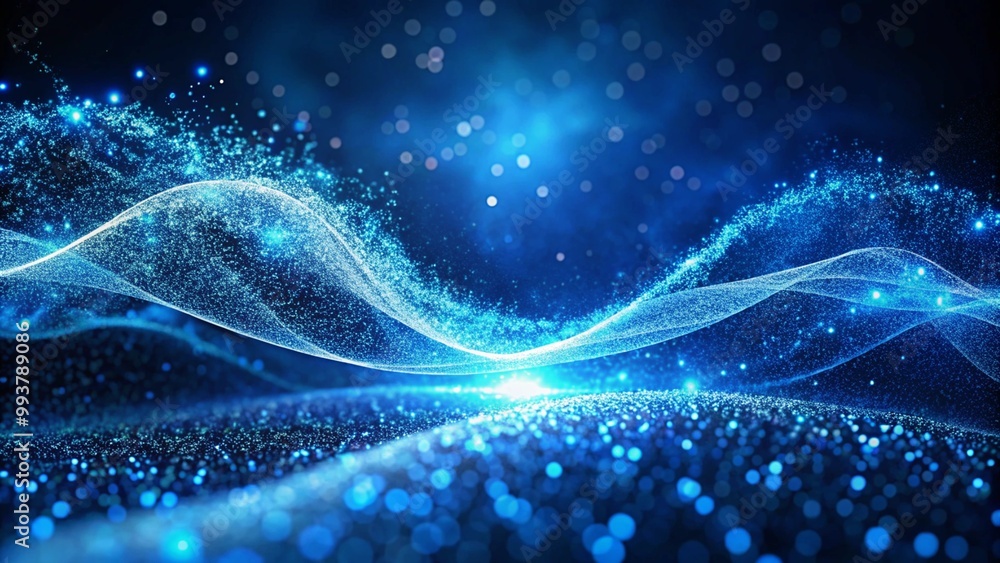Poster abstract blue tech background with digital waves background. network systems with artificial neural 