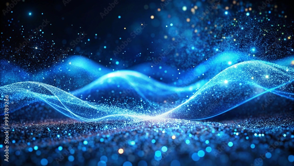 Poster abstract blue tech background with digital waves background. network systems with artificial neural 