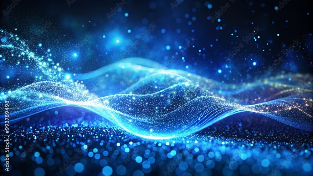 Poster abstract blue tech background with digital waves background. network systems with artificial neural 