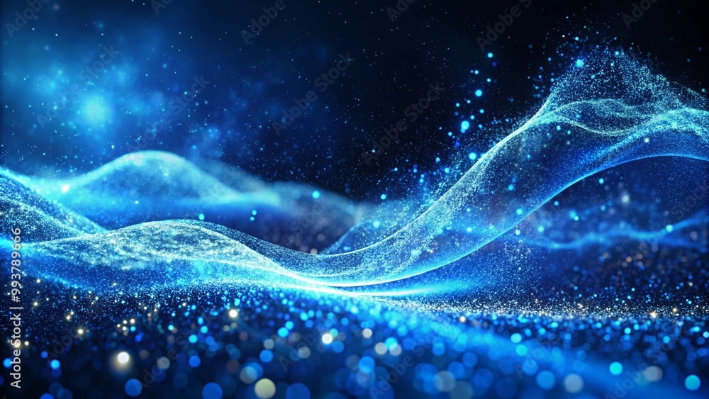 Poster abstract blue tech background with digital waves background. network systems with artificial neural 