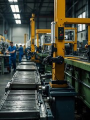 Busy factory floor with machinery in operation.