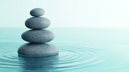 Obraz premium Stacked stones in water, creating a sense of calmness.