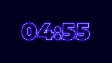 Five Minute Digital Timer. 5 Minute Digital Negative Countdown.