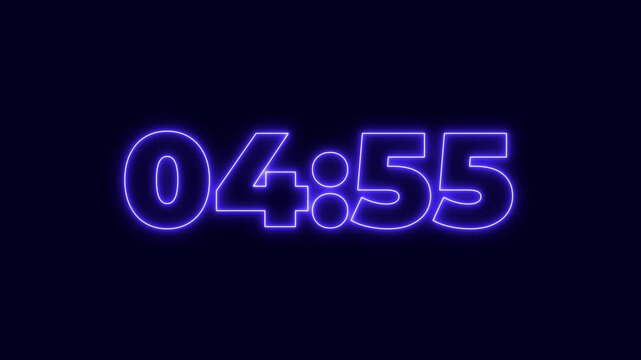 Five Minute Digital Timer. 5 Minute Digital Negative Countdown.