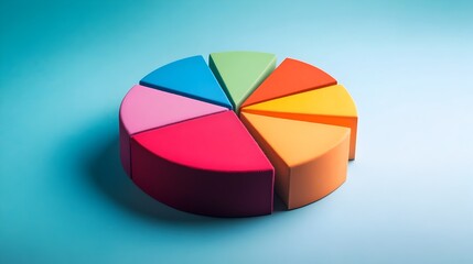 Obraz premium Vibrant pie chart infographic displaying the distribution of data across various categories