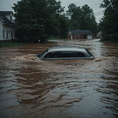 Heavy rains create severe urban flood conditions, transforming streets into waterways