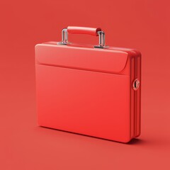 Red briefcase on vibrant colored background, ideal for professional themes.