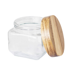 glass jar with wooden lid