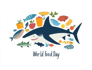 World Health Day poster design with vegetables on a white background. banner design with an earth globe and cooking pan, flying vegetables and fruits