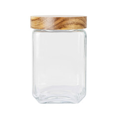 glass jar with wooden lid
