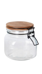glass jar with wooden lid