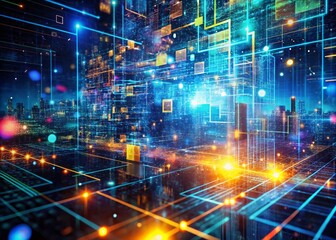 Obraz premium Abstract Computer Science Background Featuring Code, Algorithms, and Digital Technology Elements