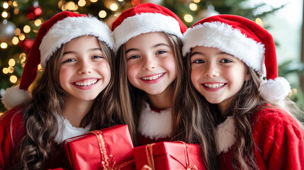 クリスマスプレゼントを持つサンタガール達