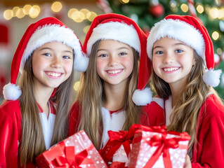 クリスマスプレゼントを持つサンタガール達