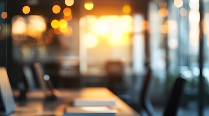 Fototapeta premium Abstract blurred office interior room. blurry working space with defocused effect. use for background or backdrop in business concept. 