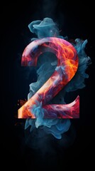 stylish flames number 2 wallpaper. vivid smoke with black background.