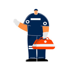 Cartoon of a paramedic on white background 