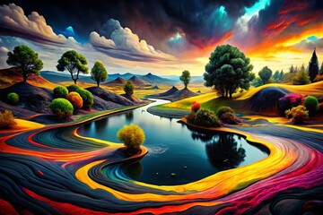 Abstract representation of black bile in a surreal artistic interpretation with dark tones and textures