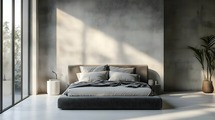 Modern Minimalist Bedroom Interior Design - 3D Illustration