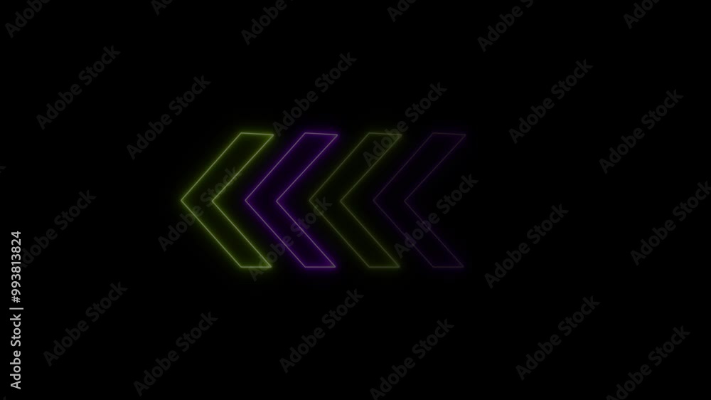 Poster neon sign arrows animation.futuristic direction pointer.