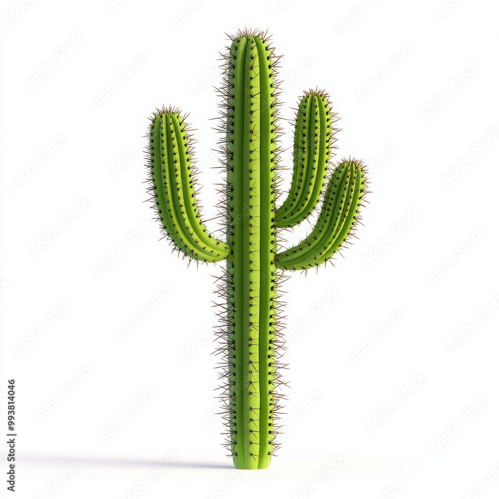Poster isolated small cactus on white background in 3d view