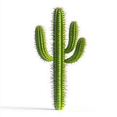 Isolated Small Cactus on White Background in 3D View